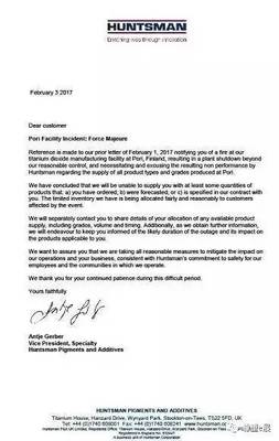 全球化工巨頭亨斯邁工廠失火引發(fā)產業(yè)鏈后院起火 原材料企業(yè)面臨二難